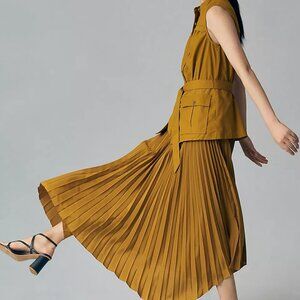 Anthropologie Sleeveless Vested Pleated Midi Dress — XS Petite
